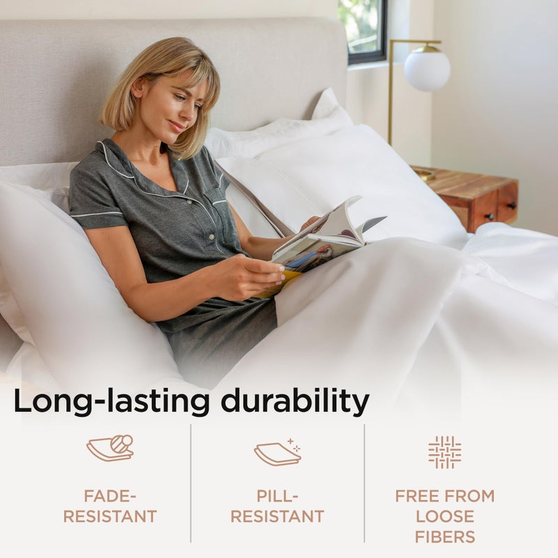 Threadmill Luxury 800 Thread Count Full Size 100% Cotton Sheets - Hotel White Sateen Weave Bed-Sheets, Better Than Egyptian Cotton, 4 Pc Solid Bed Set, Fits 16" Deep Pocket - Image 4